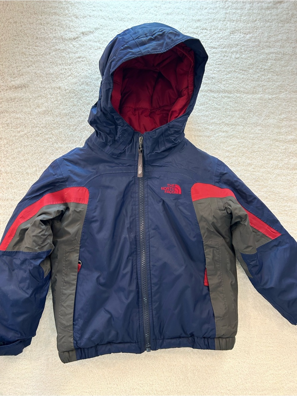 The North Face Toddler 3T/3B Hooded Insulated Jacket Navy Red